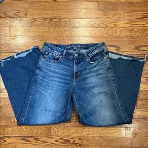 American Eagle Outfitters Women's Dark Blue Flare Jeans Low-rise